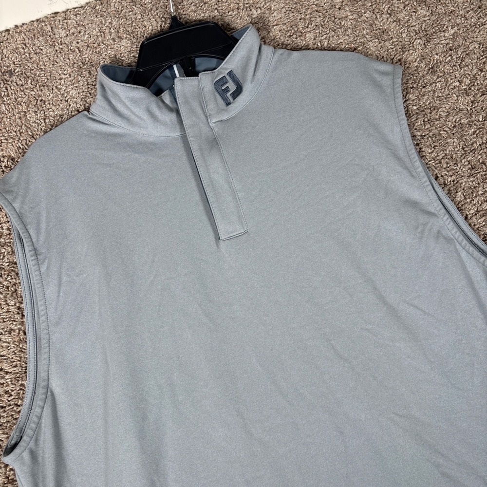 FootJoy Mens Gray Quarter Zip Golf Vest Sleeveless Mock Neck 25253 Large